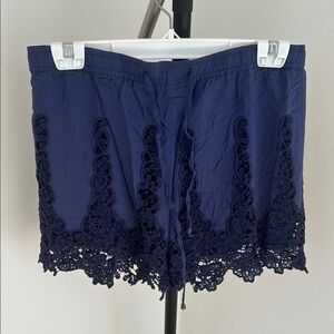 Anthropologie Navy Women's Shorts with Lace Detail